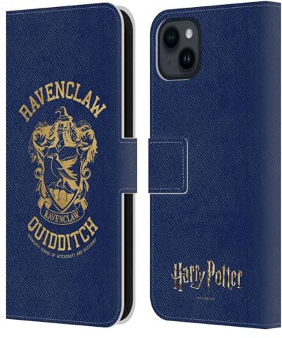 Head Case Designs Officially Licensed Harry Potter Ravenclaw Quidditch Deathly Hallows X Leather Wallet Case Compatible With Apple iPhone 15 Plus
