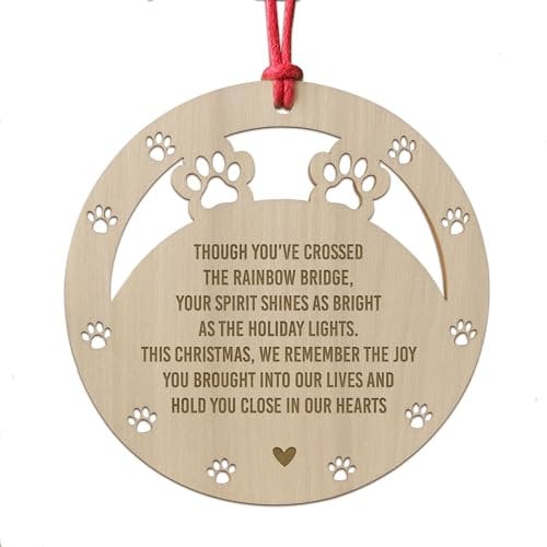 Red Ocean Memorial Christmas Tree Bauble Wooden Memorial Christmas Tree Decoration For Dog Cat Pet Keepsake