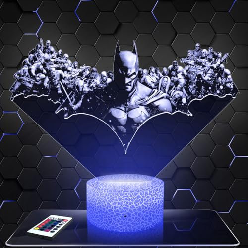 Lampephoto.fr Nachttischlampe - Touch-Nachtlicht Bat man Arkham City 3D-LED-Lampe Illusion, Geschenkidee Weihnachten Geburtstag Junge und Mädchen Nachttischlampe Kinder- oder Erwachsenenzimmer TOP