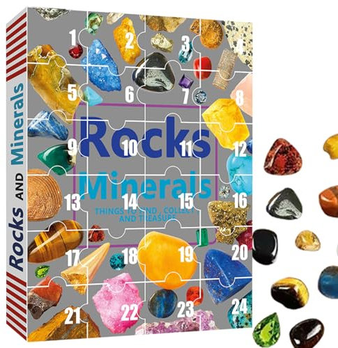 Weihnachten Decora Adventskalender 2023 Adventskalender Kinder-Adventskalender 2023 mit 24 Steinen und Mineralien Weihnachts-Countdown-Kalender Weihnachten Kindergeschenk Mädchen Jungen Entdecken