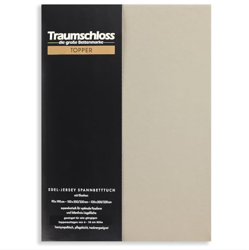 Traumschloss Topper Spannbettlaken Edel-Jersey Mako-Baumwolle Elasthan 4-10 cm Steg 140-160x200-220 Kiesel | 165g/m², 95% gekämmte Mako Baumwolle, 5% Elasthan