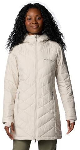 Columbia Damen Heavenly Long Hooded Jacket Pufferjacke mit Kapuze, Dark Stone, S