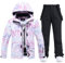 ALSOGO Damen Skijacke & Skihose Set Skianzug 2 teilig Schneeanzug Wasserdicht Schneejacke Winddichte Schneehose mit Abnehmbare Kapuzen Trägern zum Skifahren Snowboarden TY304 Schwarz M