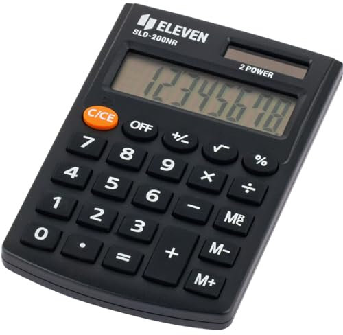 Eleven SLD200NRE, Taschenrechner, 8-stellig, Solar-/Batteriebetrieb, schwarz