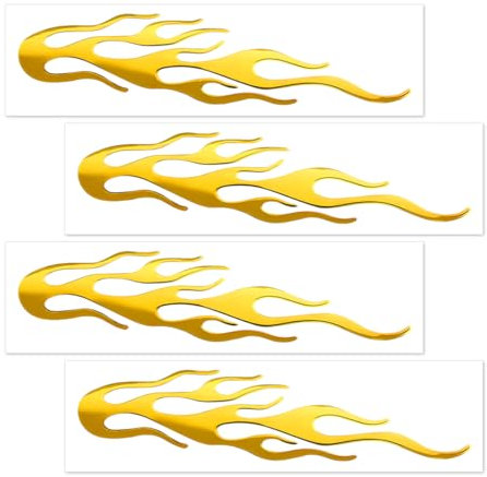 JNNJ 4 Stück Autoaufkleber, Flamme Karosserie Aufkleber, Flamme Racing Sport Streifen Aufkleber für Auto, wasserdichte Autoaufkleber Fahrrad Dekorative(Gelb)
