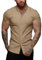 URRU Men's Muscle Dress Shirts Slim Fit Stretch Short Sleeve Casual Button Down Shirts for Men Coffee L