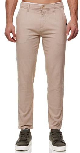 Indicode Herren INRemy Chinohose aus Baumwollmischung | Herrenhose Freizeithose für Männer Cornstalk, 30/34