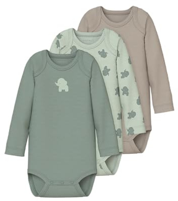 NAME IT Herren Nbmbody 3p Ls Sea Foam Elephant Noos Nbmbody 3P Ls Sea Foam Elephant Noos (3er Pack)