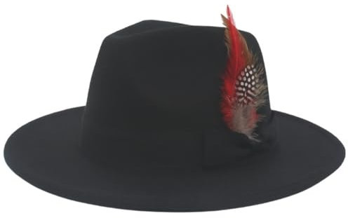 Oktoberfest Bayernhut mit Federn, Bayerischer Trachten-Hut, Bierfest Mütze, 56-58cm Herren Kopfbedeckung, Volksfest, Bayer, Kostüm, Karneval, Mottoparty Halloween (schwarz,58)