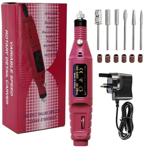 Electric Nail File for Thick Toe Nails Electric Nail Drill Portable Nail Files Professional Adjustable Speed with 6 Drill Bits Sanding Bands, Electric Manicure Pedicure Kit Nail Drill for Gel Nails