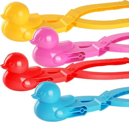 Geschenkehöhle Schneeballformer Ente – Robuste Schneeballzange für perfekte Entenformen | Winterspielzeug für Kinder & Erwachsene (Pink)