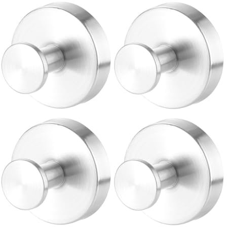 YEYSXSY Luxe Hold Haken ohne Bohren, Edelstahl, wasserdicht, Saugnapf-Haken, Handtuch, Bademantel, Haken für Badezimmer, Silber, 4 Stück