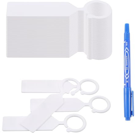 Prasacco 100 Pcs Thick Plastic Plant Labels, 4.3 Inch Plant Name Tags with Permanet Marking Pen White Garden Labels Markers Waterproof Hanging Plant Markers for Plants Potted Plants Nurseries Trees