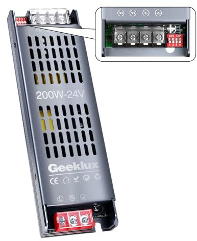 Trasformatore LED 24V 8.3A con Supporto per il Dimming a 4 Livelli, Alimentatore Striscia LED a Bassa Tensione 200W, Trasformatore led ad Avvio Lento con Protezione da Cortocircuito (24V, 200, Watt)