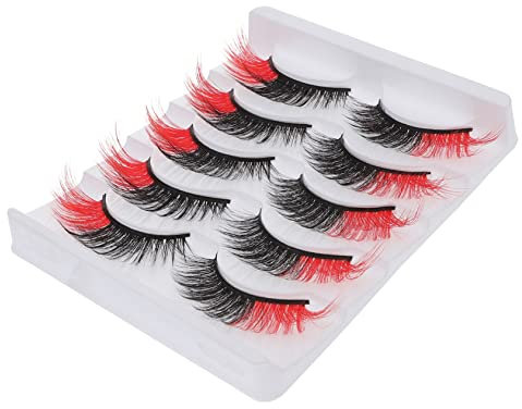 Beaupretty 5 Pares pestañas postizas de colores pegamento para pestañas dúo Pegamento para pegar y sellar pestañas falso extensiones de pestañas extensión de pestañas de imitación rojo
