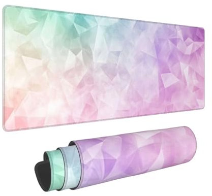 Gaming Mauspad XXL Mousepad Großes Wasserdicht rutschfeste Gummibasis 600x300mm Buntes Dreieck Verbessert Geschwindigkei Langlebig Erweiterter Schreibtisch Schutz Mausmatte für PC, Büro,LaptopL4897