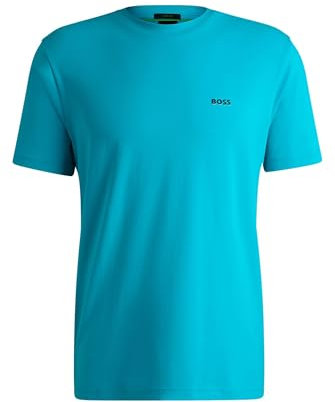 BOSS Mens Tee Regular-fit T-Shirt in Stretch Cotton with Contrast Logo