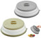 2 Pcs Collapsible Microwave Plate Cover, Silicone Foldable Microwave Splatter Guard with Grip Handle & Steam Vents, Microwave Cover for Food, Multi-Functional Fruit Basket Strainer, Gray&Green