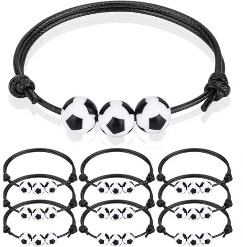 AFCJLTO 10 Stück Fußball Armbänder Kinder, Verstellbares Schnur Fußball Armband, Freundschaftsarmband Kinder, Fußball Mitgebsel, Fussball Party Fußballspiel Kindergeburtstag Mitgebsel