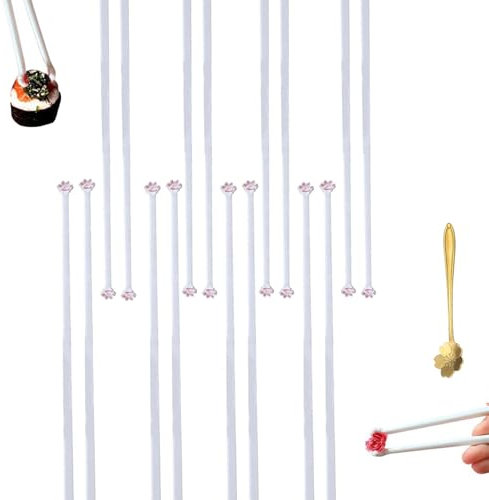 Palillos de pata de gato, reutilizables, duraderos y convenientes, palillos Meowgic con diseño de huellas de gato rosa, divertidos y únicos (8 pares)