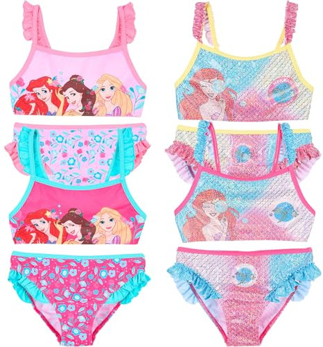 Disney Principesse - Costume da Bagno Bikini 2 Pezzi Mare Piscina - Bambina - Prodotto Originale con Licenza Ufficiale [0474 Principesse Bikini Rosa - 7-8 Anni]