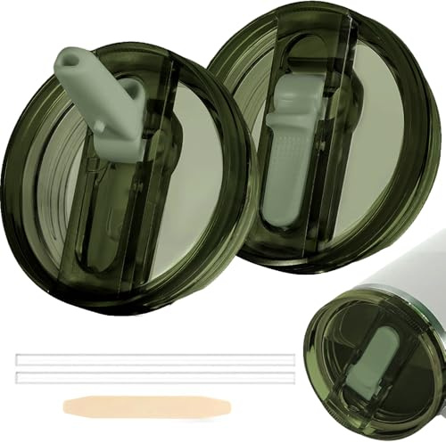 Tapa para taza Stanley, 2 piezas de tapa de repuesto para taza de 40 oz con 2 pajitas, Tapa de repuesto para taza Stanley reutilizable, a prueba de fugas y hermética
