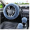 Auto Lenkradbezug Auto-Lenkradbezug Warmer Winter-Auto-Handbrems-Schalthebelbezug Dreiteiliges Set Lenkrad 38 Cm Auto Lenkradschale(Grey)