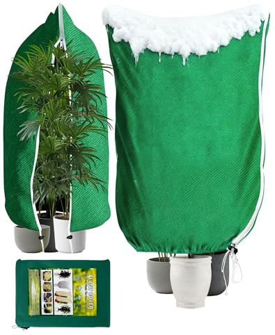 Akunsz 2 Stück Pflanzenschutz Winter 180x120cm Winterschutz Pflanzen Kübelpflanzen 80g/㎡ Frostschutz Pflanzen Haube überwintern Kälteschutz Winterabdeckung Pflanzen Pflanzenschutzhaube Palmen Grün