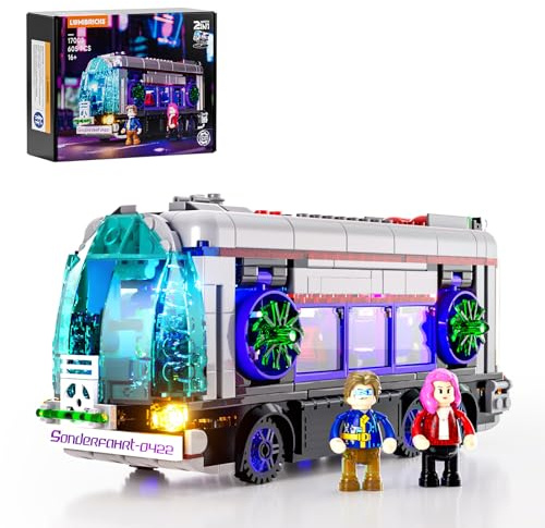 Lumibricks Cyberpunk Zukünftiger Bus mit LED-Beleuchtung – 2-in-1 Modell mit Licht, 605 Teile für Sci-Fi-Fans und Erwachsene, Perfekte Cyberpunk-Stadt-Deko