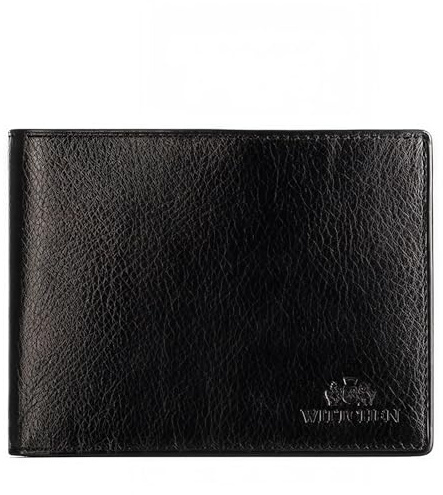 WITTCHEN Ledergeldbörse | Herren Geldbörse mittelgroß | echtes Leder | Portemonnaie mit Kartenpanel | RFID-Schutz | Münzfach | Kreditkartenetui | 13 × 10,5 × 2,5 cm | Kollektion Italy | Schwarz