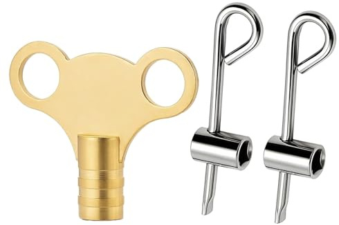 3Pcs Radiator Bleed Key Set, Solid Brass Universal UK Radiator Keys | Dual design for standard & towel radiators, corrosion resistant, easy air venting for home heating systems