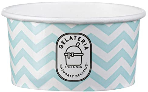 VEPATIM 3000 Eisbecher Papier Zick-Zack-Motiv Blau – 145 ml/5 oz | Eisdiele & Gastronomie