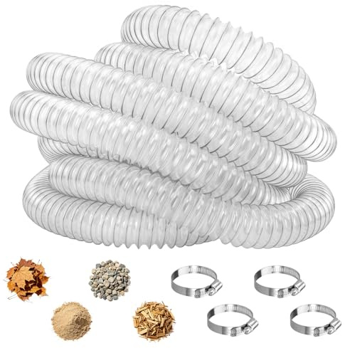 RANJIMA 50 mm sugslang, 3 m transparent PVC dammuppsamlingsslang, dammsugarslang, dammsugslang, universalrör, spiralslang för verkstad, dammsugare, trädgårdsdammpump