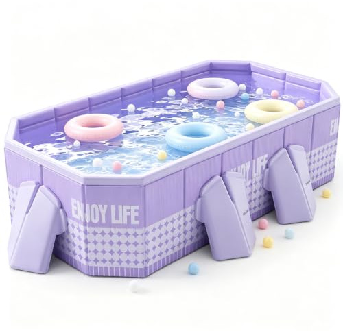 Foldable Above-Ground Pool with Reinforced PVC Frame Purple-2.6m/8.5ft