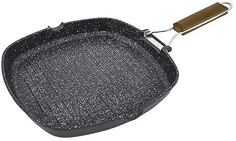 Jata GMA28 - Sartén Inducción Antiadherente Stonite, Grill Aluminio Fundido, Apta para Todo Tipo Cocinas Incluida Inducción, Libre PFOA, 28 x 28 cm