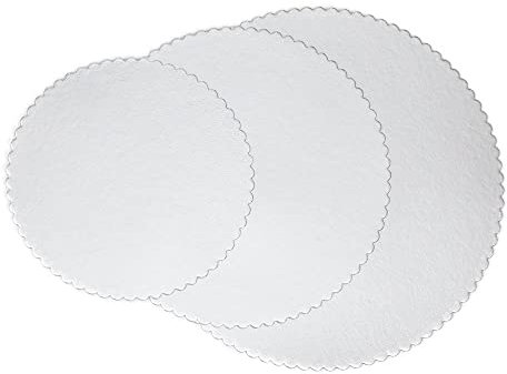 achilles Tortenuntersetzer, 3er Set, Tortenboden stabil, Kuchenuntersetzer, Kuchenunterlagen, Tortenplatten, Kuchenboden rund, Gebäckteller, Durchmesser, 1 x 30 cm, 1 x 25 cm, 1 x 20 cm (Silber)