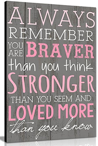 Inspirational Motivational Prints You are Braver Than You Think Canvas Wall Art Picture Print (12x8in)