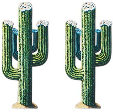 Beistle S55277AZ2, 2 Piezas de Cactus articulados, 51 Pulgadas, Papel, Multicolor