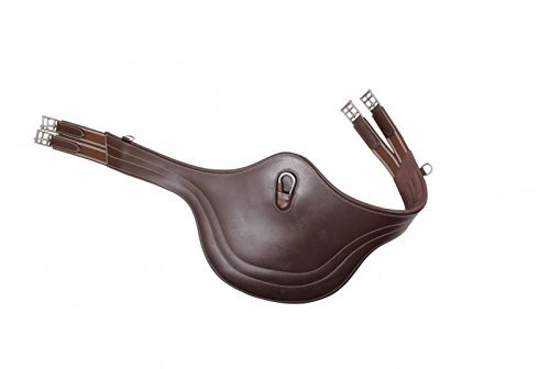QHP Sattelgurt Springschutz Stollenschutzgurt Leder Ziernähte div. Größen (130 cm, Dunkelbraun)