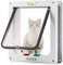 Ycozy Porta per Gatti per Porte 25.2 x 23.7cm con Chiusura a 4 Vie per Porta Interna Esterna Finestra a Muro, Gattaiola Resistente alle Intemperie per Gattini e Cani Facilmente Installabile