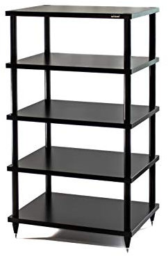 Solidsteel S2-5 Mobile Stereo Hi Fi Porta Elettroniche, Mobiletto Rack Audio a 5 Livelli in Legno (Made in Italy), Telaio in Metallo per Impianto Hi-Fi Stereo, Punte Regolabili in Acciaio INOX