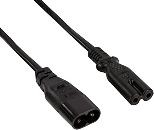 CABLEPELADO Cavo di prolunga alimentazione | C7 a C8 | IEC 60320 C7 a C8 | Sezione 0,75 mm² | 10 A 125 V | 2,5 A 250 V | H03VV-H2-F | Adatto per TV, rasoio e radio | Nero | 2 metri