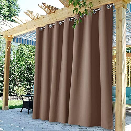 StangH Wasserdichte Outdoorvorhänge für Terrasse Außen Sichtschutz Vorhänge Verdunkelung Wärmeisolierte Vorhänge für Garten/Hof/Lanai, Mokka, B 100 x L 84, 1 Panel