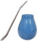 Gaucho Bruno Yerba Mate - Ensemble de Gourde et Paille - Tasse en Céramique, Paille Bombilla en Acier Inoxydable - Kit pour Boisson Maté Bio et Réutilisable – Maison et Voyage – 400ml - Bleu Clair
