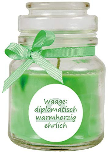 HS Candle Sternzeichen Duftkerze Kokos im Bonbonglas (Waage) - viele Motive zur Auswahl, 120g - Brenndauer bis zu 30 Std - Libra