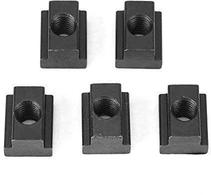 Heaveant T-Nutenmuttern, 5 Stück Kohlenstoffstahl T-Nut-Muttern, 45 Kohlenstoffstahl Schwarz Oxid Finish, M10-Gewinde T-Nutmuttern für Maschinen Werkzeugtische