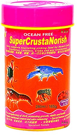 HIGH Protein 45 % Amphibian Food 165 g. Daily Complete Nourishing Sinking Pellets Feed Hermit Crabs, Crayfishes, Lobsters, Crab All Crustaceans, Growth Fast Color Enhancing Calcium Strengthen Shell