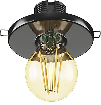 ledscom.de E27 Porzellan Decken-Einbauleuchte TELA, rund, schwarz, 99mm, inkl. LED gold max. 778lm, 3-Stufen dimmen, extra-warmweiß