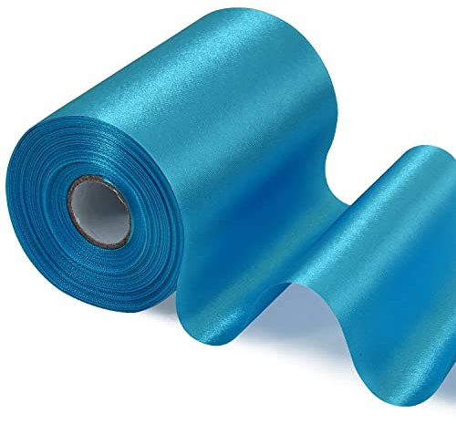 TONIFUL 10cm x 20M himmelblau band breit geschenkband große schleife satinband für auto Bogen Große Eröffnungszeremonie Schleifen Außendekoration Partydekoration Stuhl Hochzeit Der Valentinstag