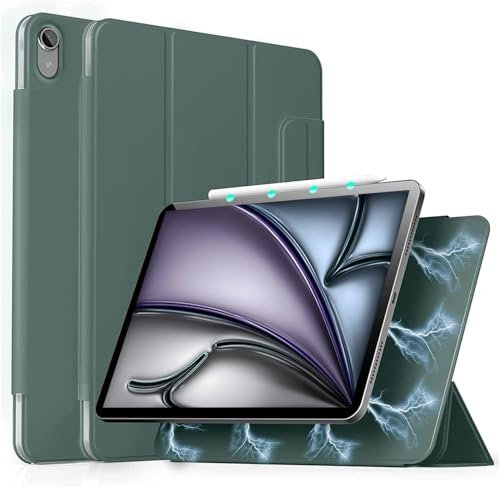 aoub Hülle für iPad Air 11 Zoll 2025 M3/2024 M2 7./ 6. Generation, Hülle für iPad Air 5./ 4. Generation 2022/2020 10,9 Zoll Schutzhülle, Magnetic Case, Unterstützt Pencil Pro/ 2. Gen, Dunkelgrün